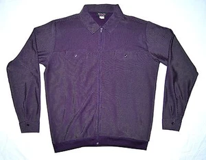 Vintage Botany 500 Mens Shirt Jacket Large Full Zipper Burgundy White Stitching - Picture 1 of 5