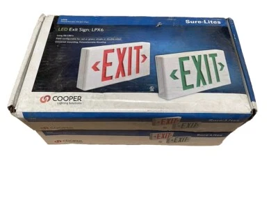 🔥(AN) Cooper Lighting LPX6 LED Exit Sign Red/Green 6" Letters Universal Face UL - Image 1 of 4