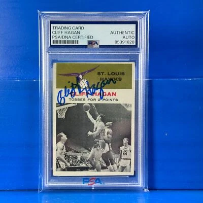 CLIFF HAGAN Autographed Vintage 1961 Fleer Hawks Kentucky Wildcats HOF PSA Auto - Image 1 of 2
