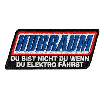 Aufnäher Aufbügler Hubraum statt Elektro biker motorrad tuner tuning car patch