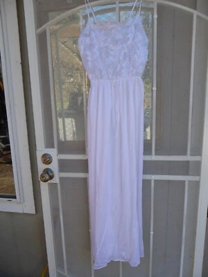 Vintage UNDERCOVER WEAR White Lace Nightgown Elastic Waist Size L USA Gown - Image 1 of 4