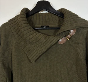 Talbots Olive Green Sweater Pullover Buckle Detail Collared 2X Cotton Neutral - Picture 1 of 11