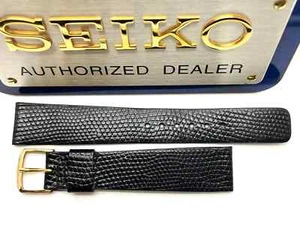 SEIKO HERREN NIE GETRAGEN 18 MM SCHWARZ EIDECHSE LEDER DRESS WATCH BAND 819-18 - Bild 1 von 6