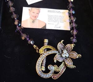 WOWSER HUGE 36 INCH HEIDI DAUS PURPLE CRYSTAL FLOWER RHINESTONE CRYSTAL NECKLACE - Picture 1 of 19