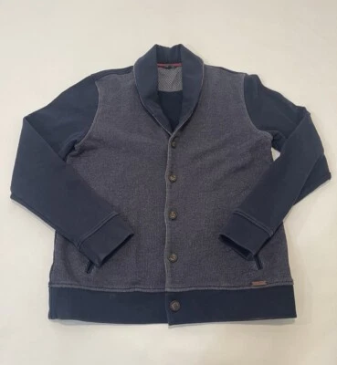 Suéter Ted Baker Para Hombres Talla 5 L/XL Azul Cuello Chal Grueso Preppy NYC Finance Bro Foto 1 de 4