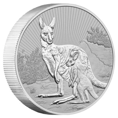 Silver Coin 2 Oz Fine Bullion 2023 Mother & Baby Kangaroo Perth Mint Australia - image 1 of 3