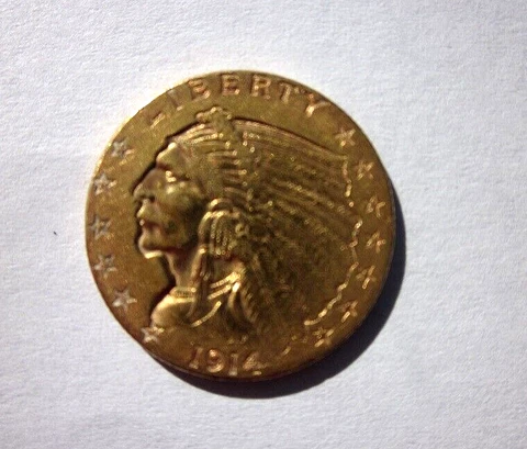 1914-D INDIAN HEAD QUARTER EAGLE $2.5 DOLLAR GOLD DENVER MINT NICE COLLECTOR Cover