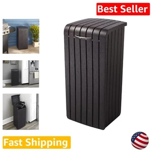 Large 32 Gallon Patio Trash Can with Removable Rim - Resistant Brown Finish - Picture 1 of 12