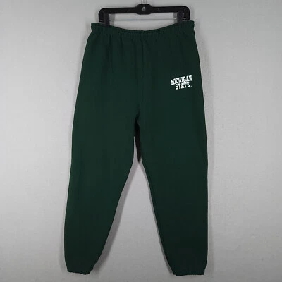 Vintage Michigan State Sweatpants Mens Large Green Spartans Football Joggers 90s - Image 1 of 4