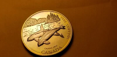 Canada 1998 50 Cent Gem Proof Silver Coin Killer Whale Fish Idrs1 - Image 1 of 2