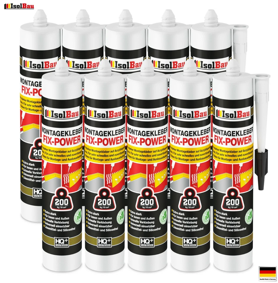 Montagekleber FIX-POWER Baukleber 10 x 300ml Styroporkleber weiß 200kg / 10cm - Bild 1 von 3