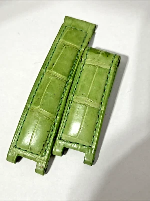 Correa de reloj Cartier Pasha 18/16 verde cocodrilo semi-estera desplegable genuina Foto 1 de 4