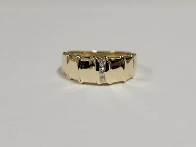 Anel masculino de ouro amarelo 14k com 3 canais redondos de diamantes tamanho 10,25 - Imagem 1 de 4