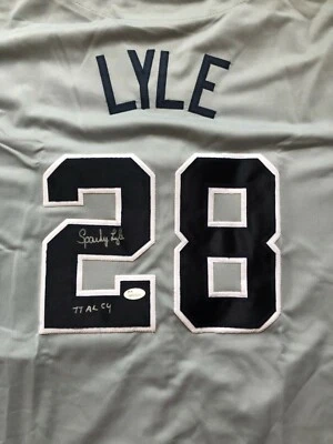 SALE NY Yankee Sparky Lyle custom jersey with RARE  Cy Young Inscription and COA - Image 1 of 4