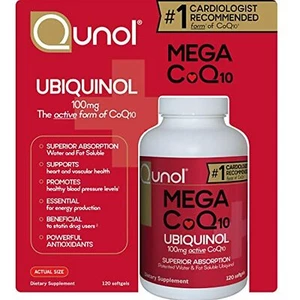 Qunol Mega CoQ10 Softgels, 100 Mg, 120 Count Single & Multi Packs (Two Bottles - Picture 1 of 1