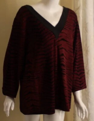 Laura Ashley Sz 2X Animal Print 3/4 Fabulous V-Neck Slinky Blouse Shirt Top - Image 1 of 3