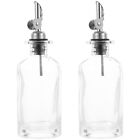 2 Pcs Glass Oil Bottle Stainless Steel Seasoning Pour Olive Dispenser