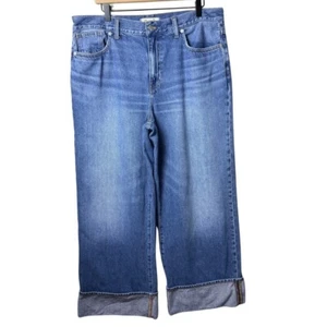 Madewell Superwide-Leg Jeans in Fannin Wash Cuffed Women’s size 32 Item NQ160 - Picture 1 of 15