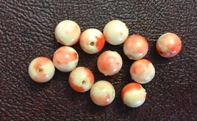 Lote De Cuentas Lucite Redondas Recubiertas Victorianas Bi Color Naranja Vibrante y Melocotón De Colección Foto 1 de 4