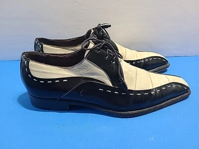 Zapatos de vestir Oxford Mezlan Slash dos tonos negros/blancos para hombre punta puntiaguda talla 8,5 Foto 1 de 4