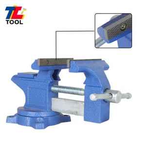 4-1/2" Vice For Workbench with Anvil Swivel Locking Base Table Top Clamp - Picture 1 of 12