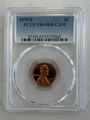 1975-S Lincoln Cent PCGS PR69RD CAM Penny - Image 1 of 2