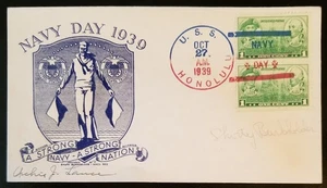 1939 USS HONOLULU CL-48 NAVY DAY CACHETED US NAVAL COVER - Picture 1 of 2