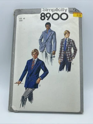 Simplicity 8900 Vintage 1979 Men’s Blazer Sewing Pattern Size 40 Uncut  Descript - Image 1 of 4