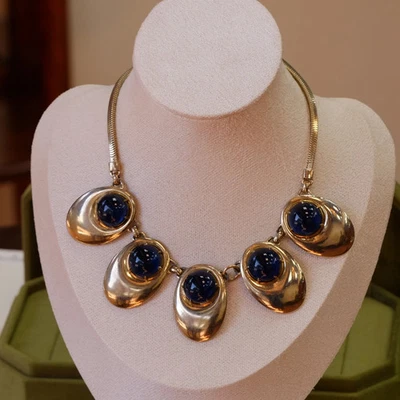 Collar vintage de vidrio azul Elsa Schiaparelli años 50 Foto 1 de 3