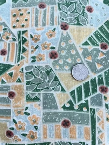 Green Floral Pattern Cotton Fabric 42” X 1 yard BTY - Picture 1 of 1
