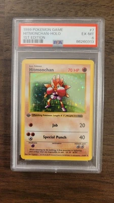 Pokemon Hitmonchan 1st Edition Shadowless 007/102 Base Set Holo PSA 6 - Image 1 of 3