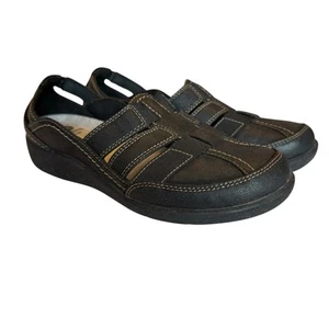 Clarks CloudSteppers SILLIAN STORK Size 7.5 Black Leather Loafers Shoes Flats - Picture 1 of 12