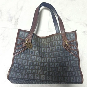 FENDI Hand Bag Tote Purse Old FF Zucchino Authentic - Picture 1 of 24