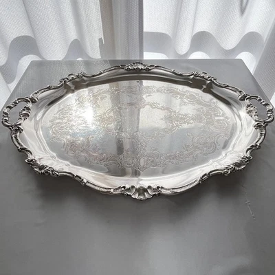 Gorham silver plating 26' Large Size tray handled Shell & Rocaille Designed - Image 1 of 4