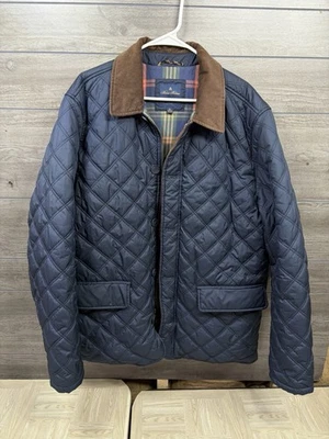 Brooks Brothers Paddock Diamond Quilted Thermore Down Coat Collar Navy Men XL - Image 1 of 4