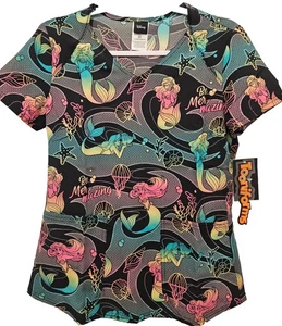 Little Mermaid Ariel Womens Size XS Medical Scrub Top - NWT Disney - Picture 1 of 1