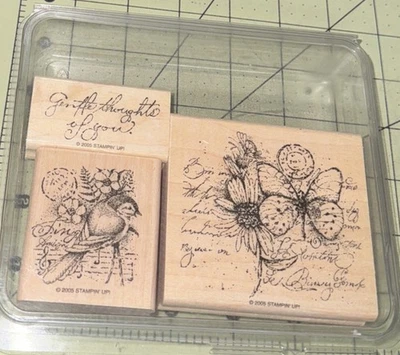 STAMPIN' UP! Garden Collage 2005 Borboleta Margaridas Pássaros Edição Limitada Não Usado - Imagem 1 de 3