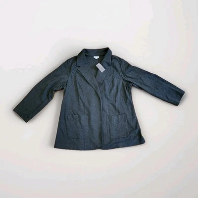 Blazer tejido ponte Jill para mujer 2XL bolsillos delanteros abiertos gris carbón Foto 1 de 4