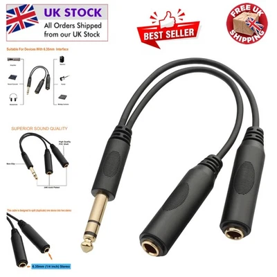 High-Fidelity 20cm 1/4 Inch Y Splitter Cable - For Headphones & Amplifiers - Image 1 of 4