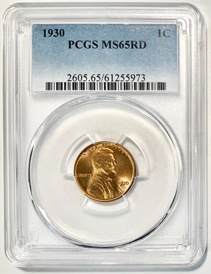 1930-P Lincoln Cent PCGS MS65 RD Blazing Full Red Gem Strong Strike - Image 1 of 4