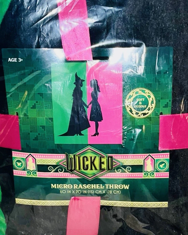 Lanzamiento de piel sintética Wicked 60 x 70 Elphaba Glenda Magic Moment verde rosa negro NUEVO Foto 1 de 4