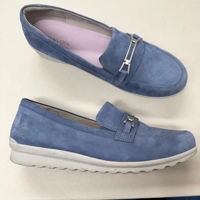 Aravon Blue Suede Loafer Shoes Womens 12 Casual Flats Comfort Casual Preppy - Image 1 of 4