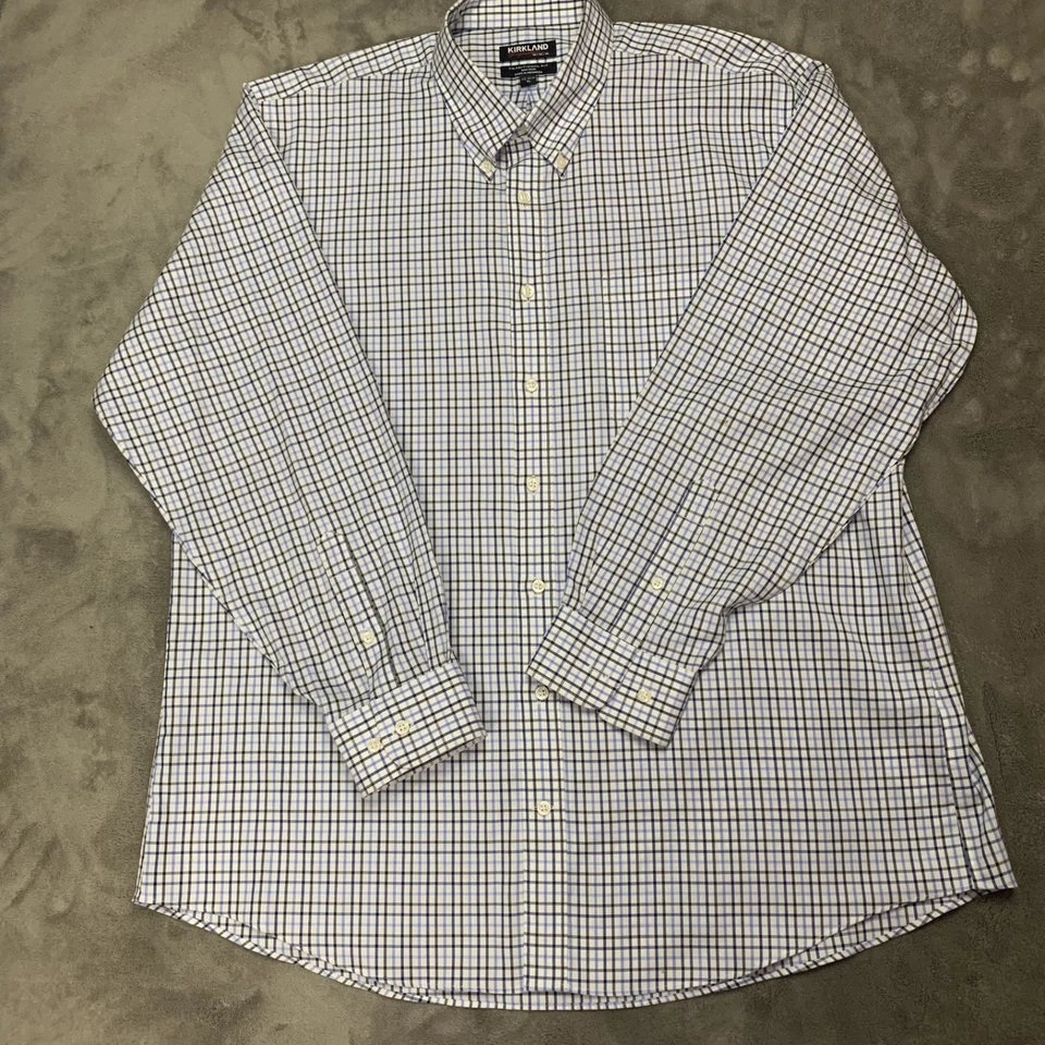 Kirkland Shirt Mens XL Extra Large Button Up Plaid Non Iron Long Sleeve - Image 1 of 4