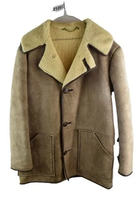 Cappotto pelle di pecora beige ANTARTEX taglia 38S uomo shearling overcoarl vintage casual - Foto 1 di 8