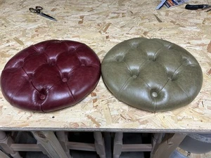 REAL LEATHER chesterfield Style Stool Top (Any Colour) - Picture 1 of 13