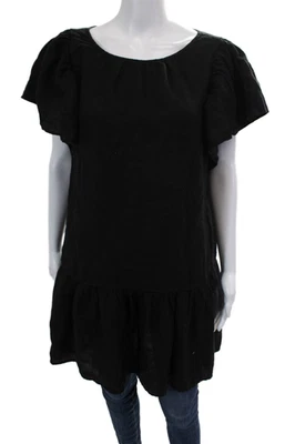 Velvet Womens Textured Short Sleeve Round Neck Tunic Blouse Black Size XS - Image 1 of 4