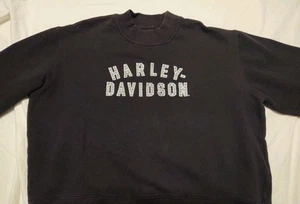 Harley Davidson Sweatshirt Women's Black X-Large w/ Riveted Applique - Picture 1 of 4