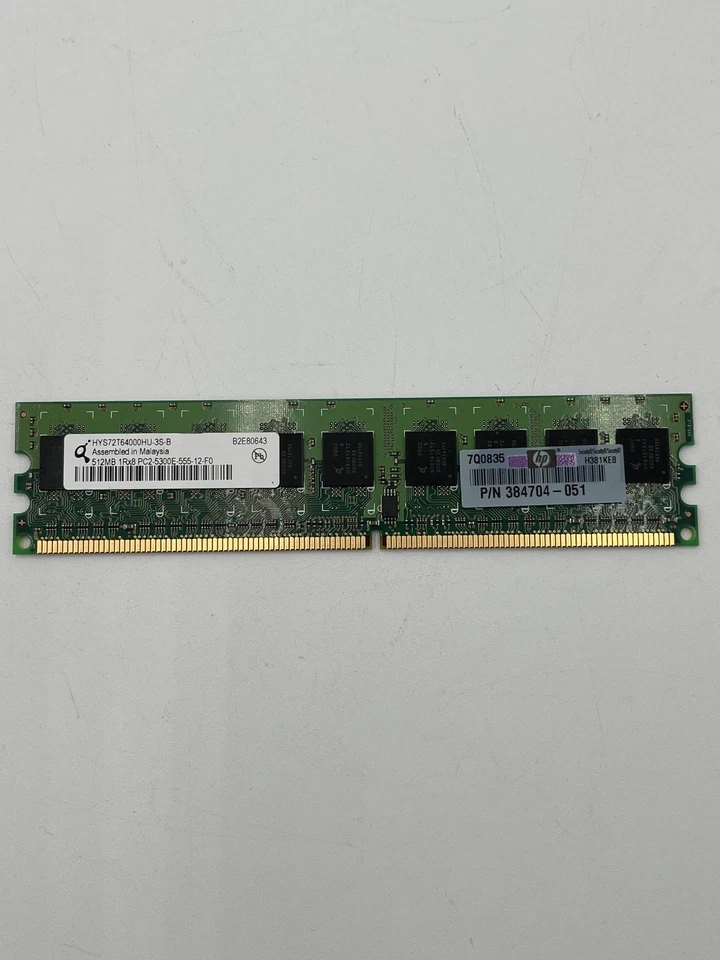 1GB 512MB 1Rx8 PC2-5300E DDR2-667 ECC Workstation RAM HP 384704-051 - Image 1 of 1