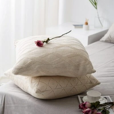 Pillowcase Replacement Pillow Cushion Knit Cover For Home Living Room Sofa Decor - Image 1 of 4