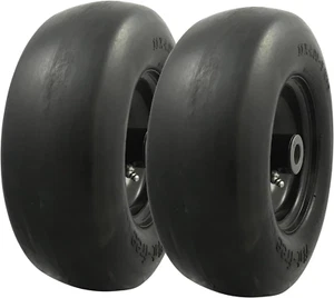 2 Flat Free Tires 11x4.00-5 Lawnmower Husqvarna Z246 Z24 RZ4623 Kubota Z123 - Picture 1 of 12